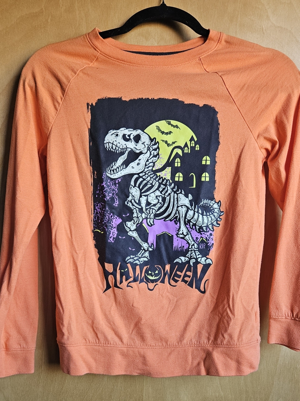 Cat & Jack Orange Halloween Dinosaur Skeleton Sweatshirt